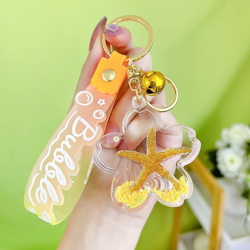 Wholesale Floating Starfish Cherry Blossom Acrylic Keychains