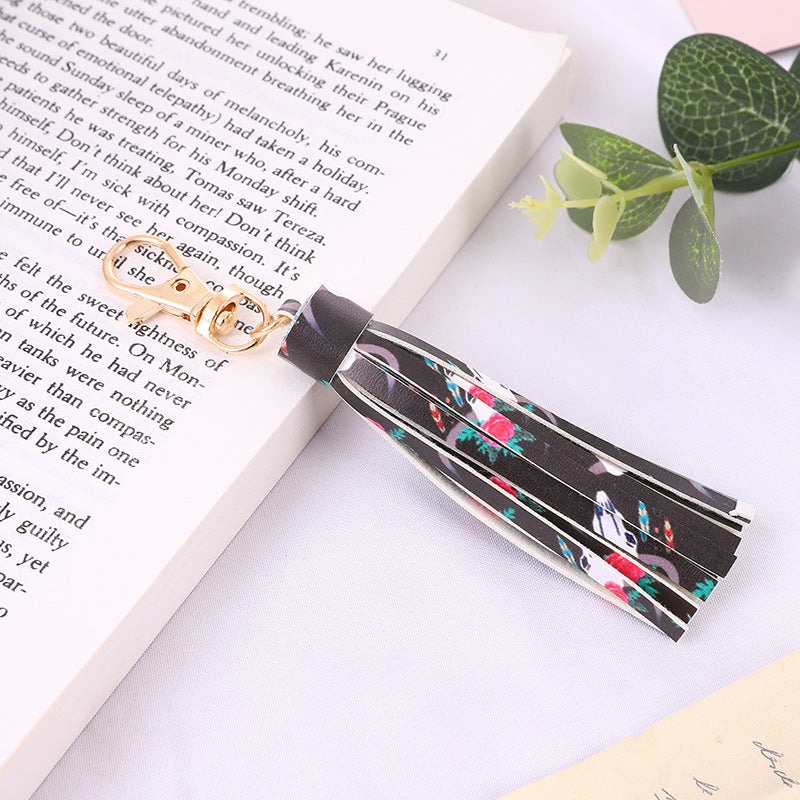 Wholesale PU Pattern Snake Keychain Tassel Pendant