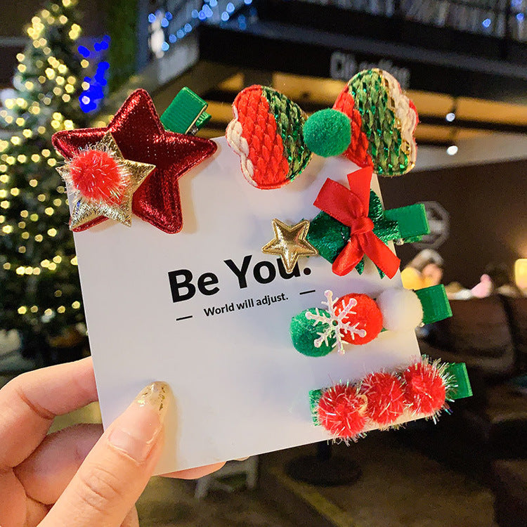 Wholesale Christmas Children's Fabric Hairpin 5-piece Set