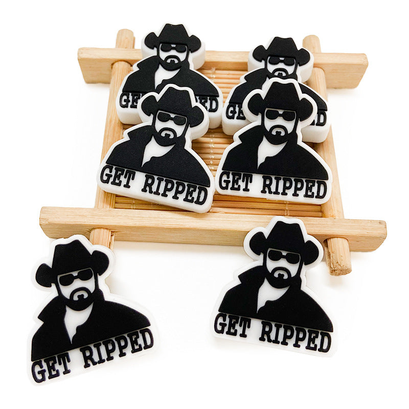 Al por mayor 10 piezas/paquete de cuentas de silicona del hombre negro