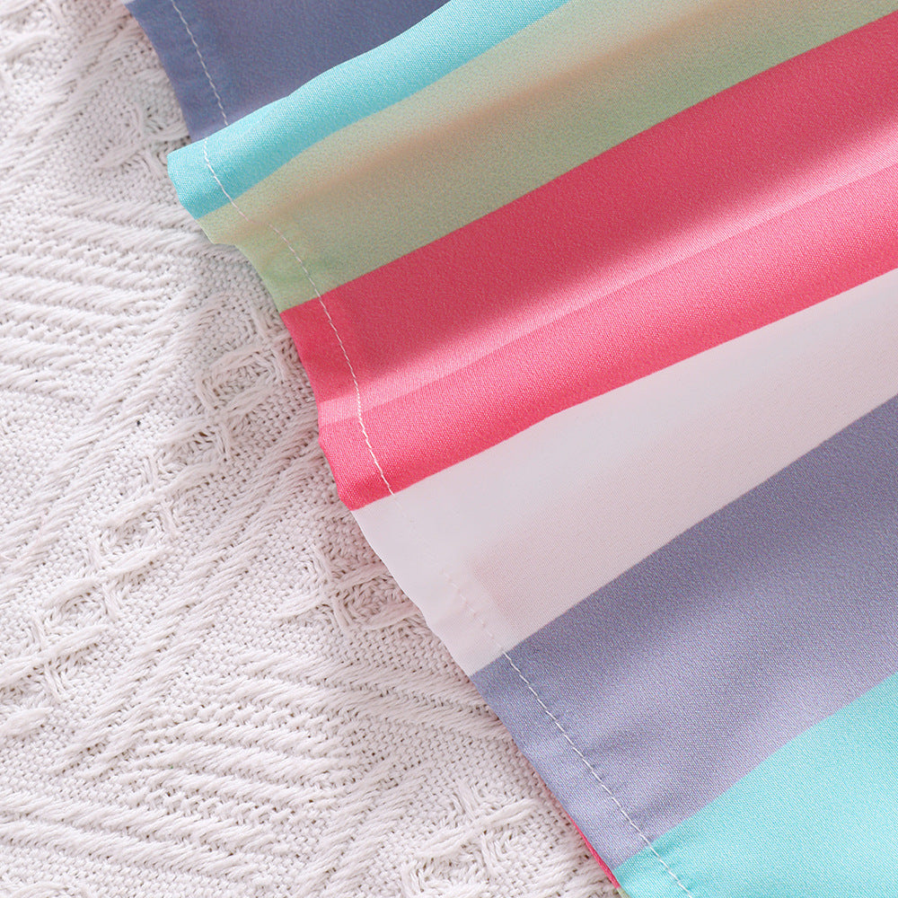 Wholesale Kids Summer Sling Rainbow Stripes Polyester Fiber Baby Clothes