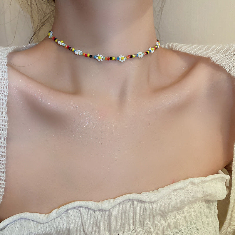 Wholesale Crystal Pearl Flower Heart Plastic Beaded Necklaces