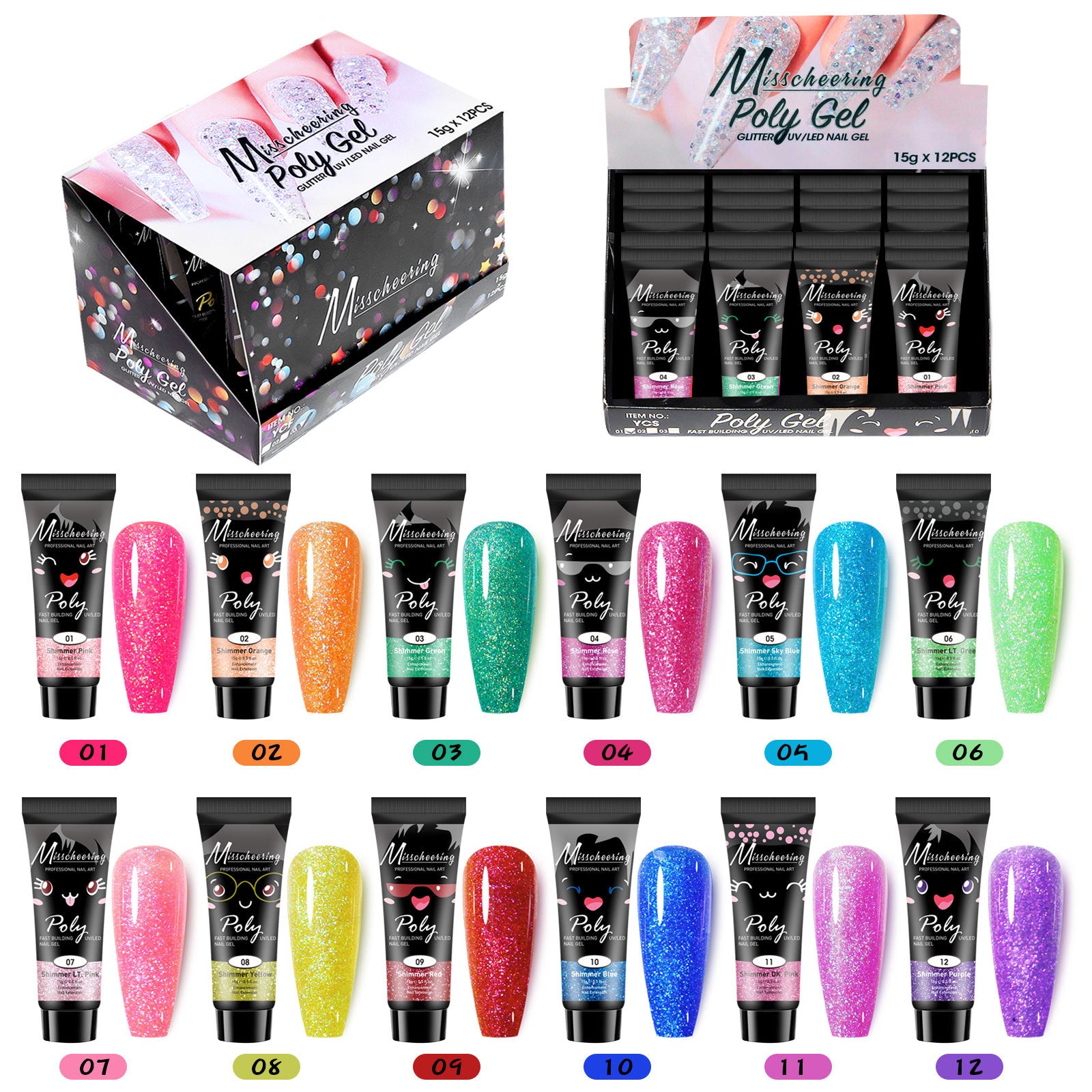 Venta al por mayor Pegatinas de uñas Juego de lentejuelas de pegamento de extensión rápida