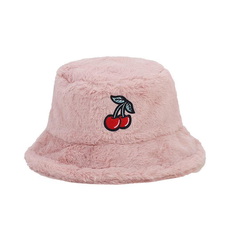 Wholesale Winter Cherry Bucket Hat Plush Hat