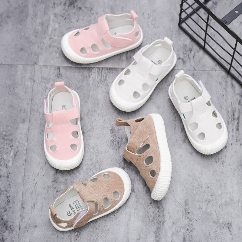 Wholesale Kids Synthetic Leather Velcro Sandals