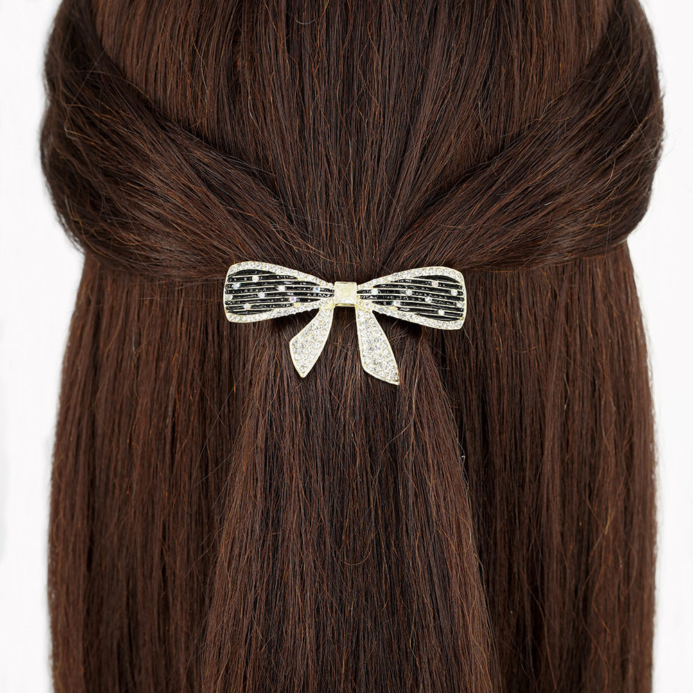 Wholesale Black Butterfly Zircon Spring Clip Alloy Hair Clip