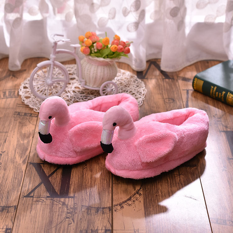 Wholesale Flamingo Thermal Cotton Indoor Soft Bottom Plush Slippers