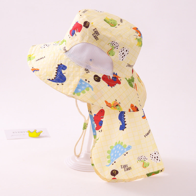 Venta al por mayor de sombreros de pescador de niños de dinosaurio de dibujos animados de algodón