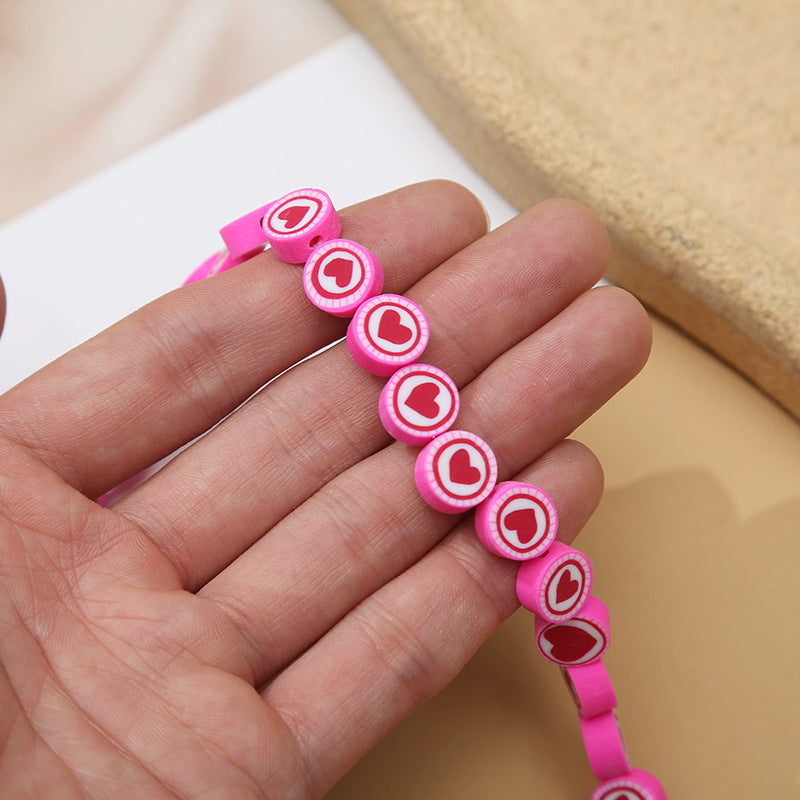 Venta al por mayor 10 piezas de cuentas de limo de corazón rosa