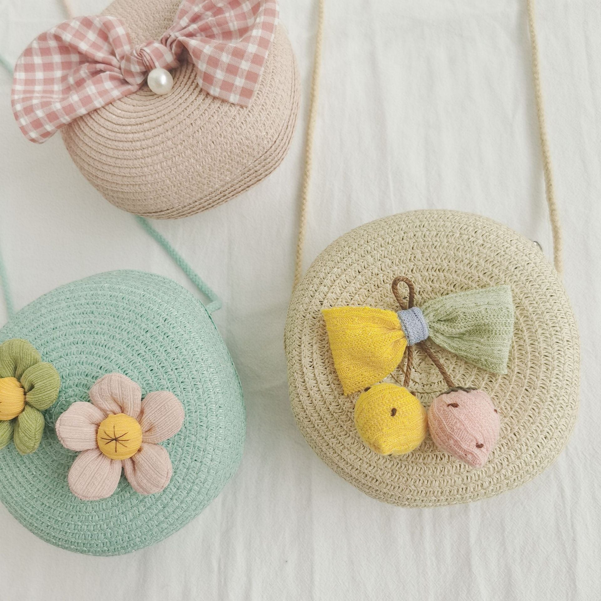 Wholesale Cute Round Fashion Grass Woven Kids Bag