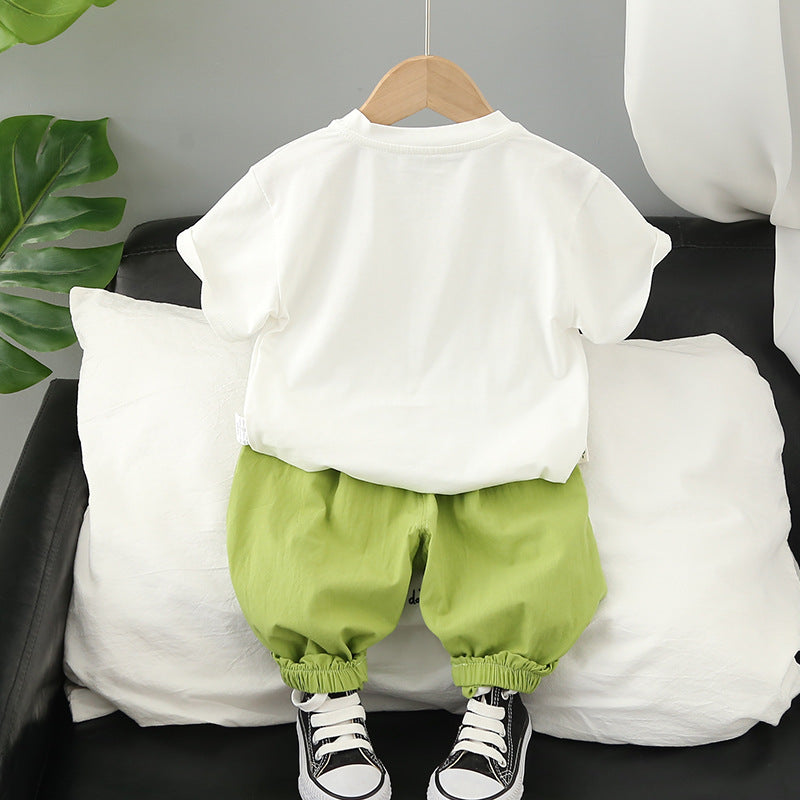 Wholesale Boys Summer Cartoon Short Sleeved Shorts Cotton Set