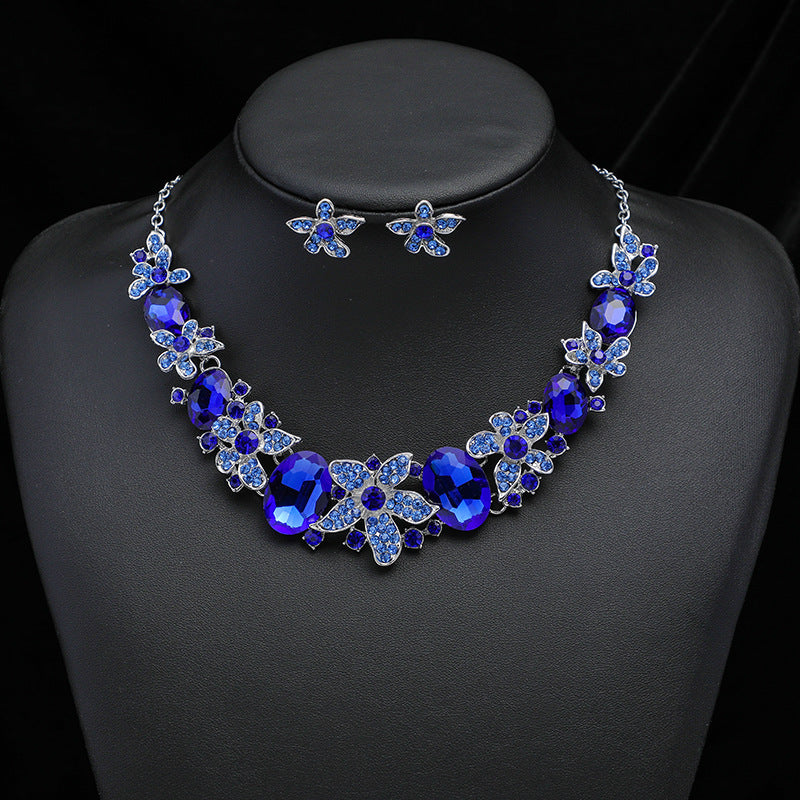 Wholesale Vintage Rhinestone Alloy Long Necklace Earring Set