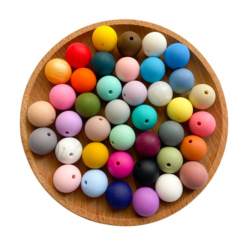 101pcs Silicone Loose Beads for Keychain Making Round Rubber Beads