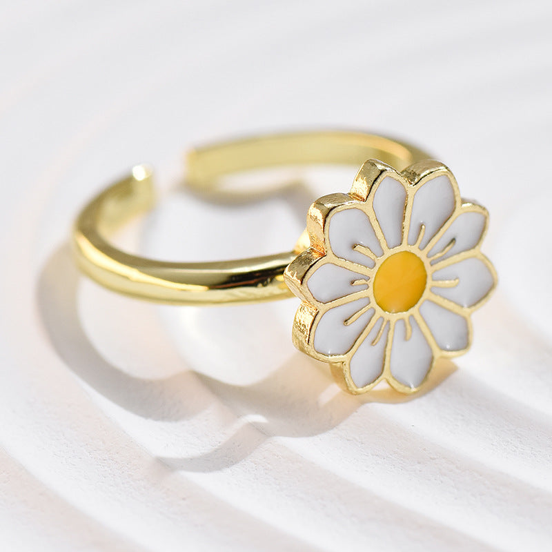 Wholesale Alloy Rotatable Daisy Flower Butterfly Ring
