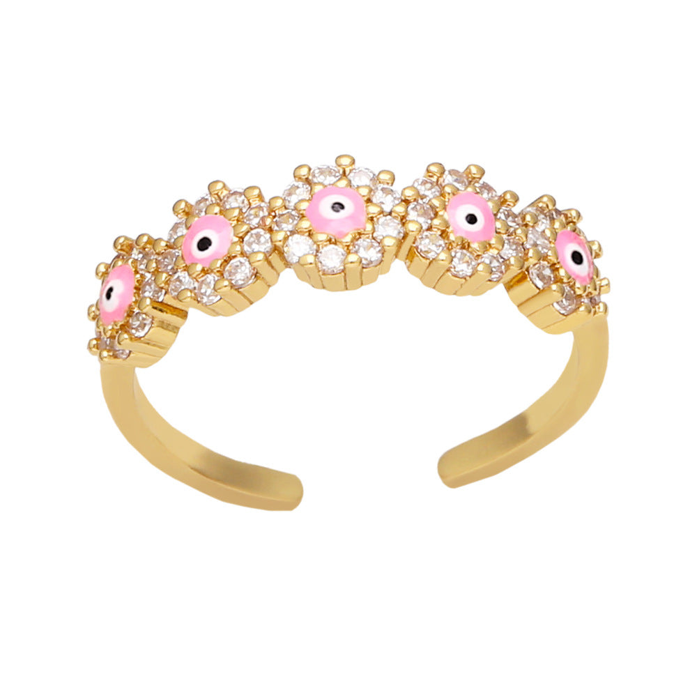 Wholesale Jewelry Devil Eyes 18K Gold Plated Copper Rings