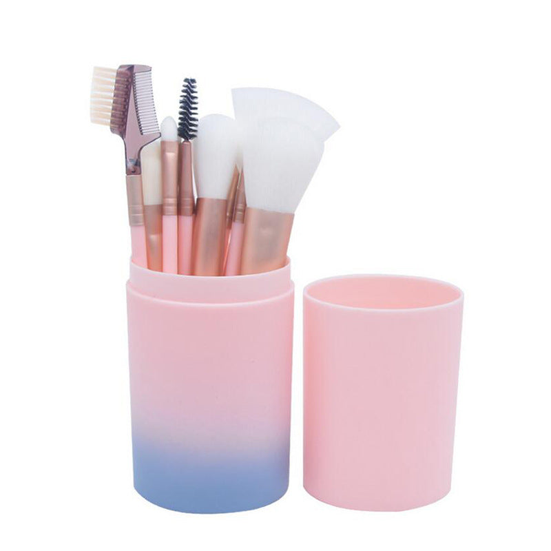 Wholesale of 12 Plastic Round Drum Cosmetic Brush Sets