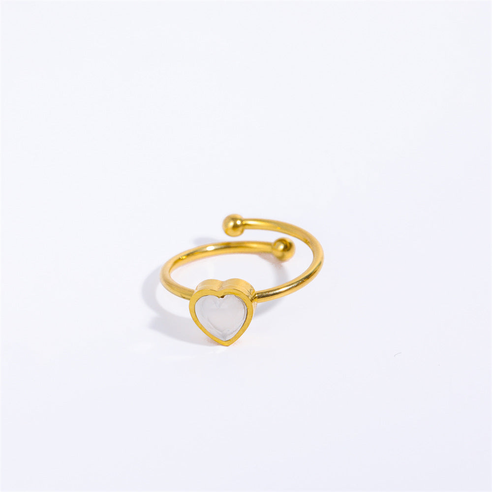 Wholesale Stainless Steel Open Heart Plated 18K Gold Ring