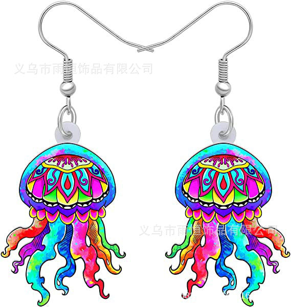 Wholesale 10PCS/PAIRS Cartoon Jellyfish Acrylic Earrings