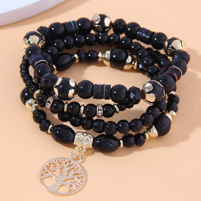 Venta al por mayor pulsera de aleación de cuentas de vidrio de árbol de la vida