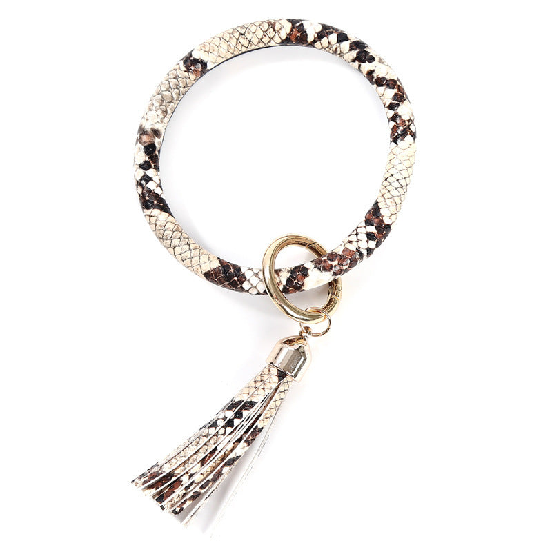 Wholesale PU Leather Snake Pattern Wrist Keychain