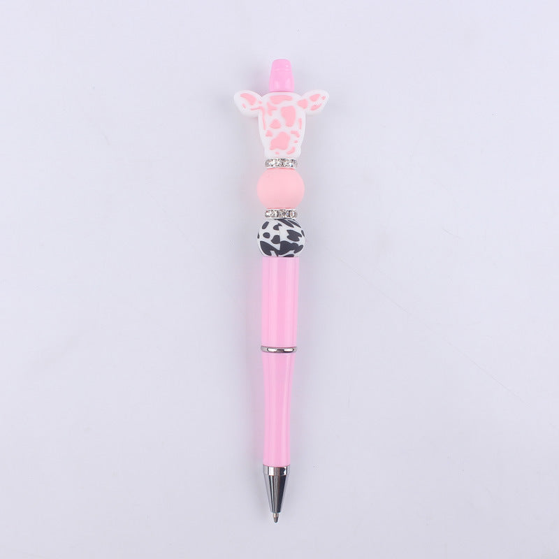 Wholesale Cartoon Cow Head Cow Pattern Silicone Bead Pen