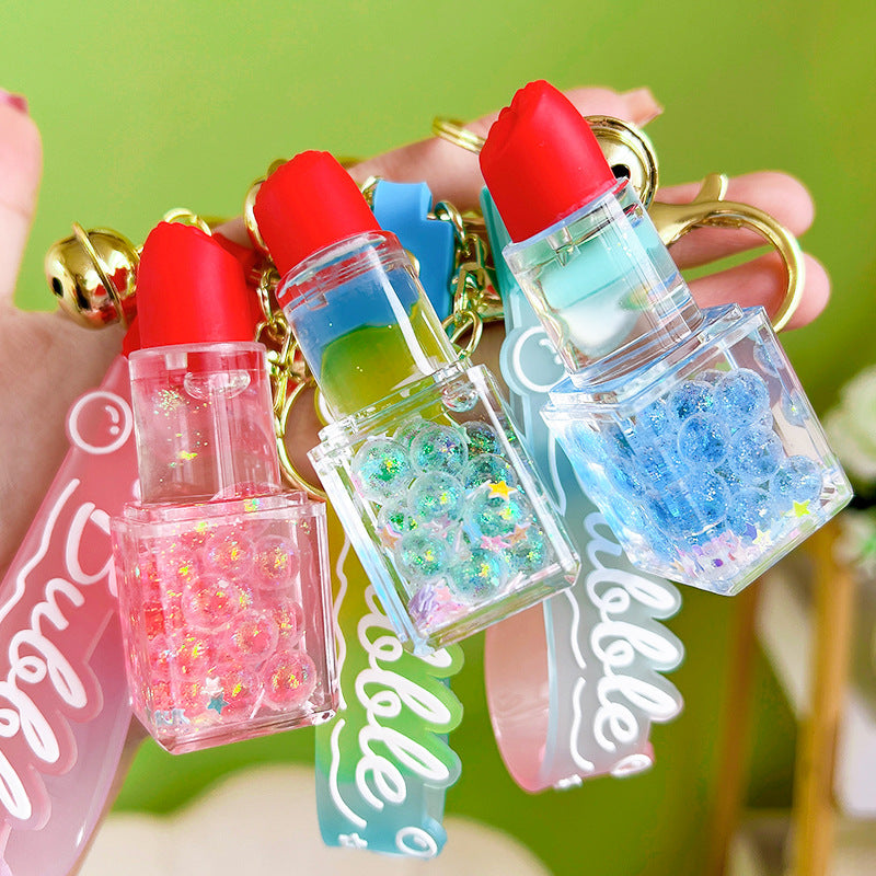 Wholesale Oil Infused Bubble Bead Lipstick Acrylic Keychains