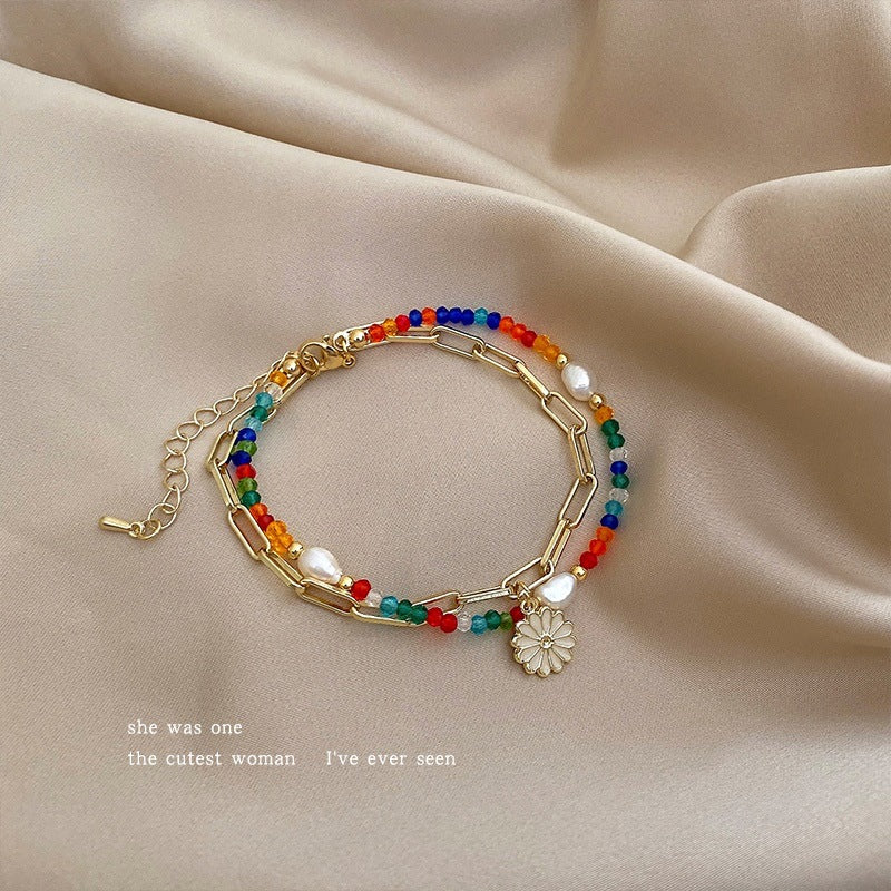 Wholesale Jewelry Daisy Multicolored Rope Alloy Bracelet