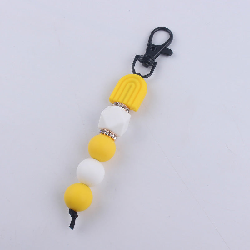 Llavero con cuentas de silicona arcoiris al por mayor