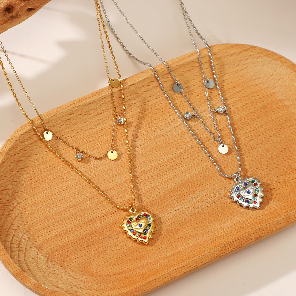 Wholesale Diamond Heart Shape Stainless Steel Necklace