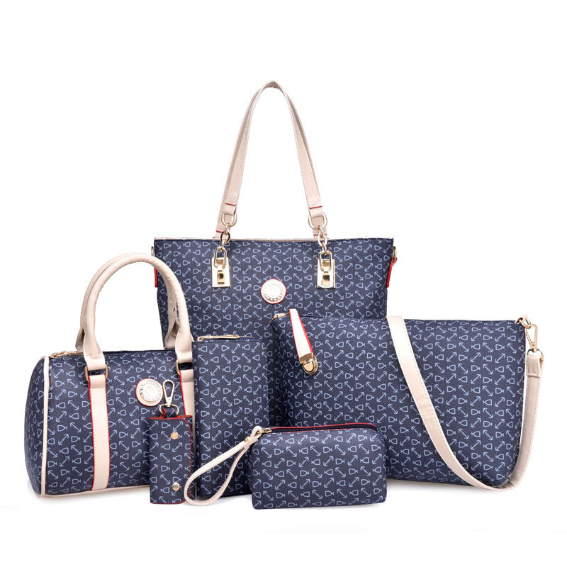 Wholesale PU Bone Pattern Printing Shoulder Bag Six-piece Set