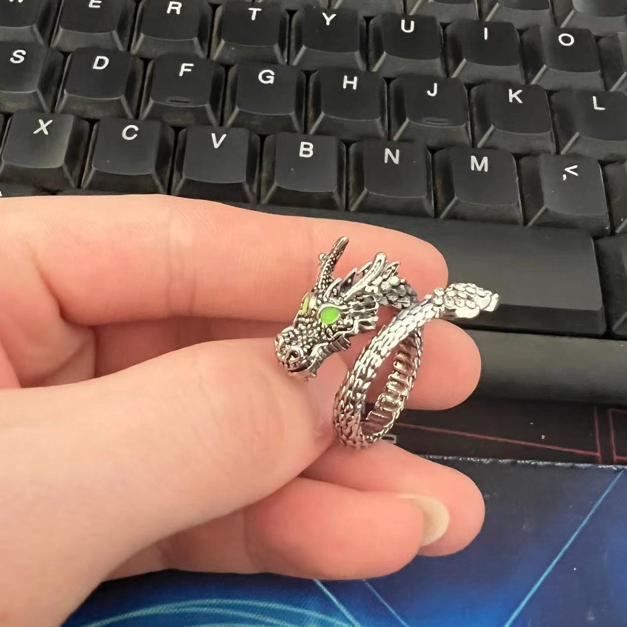 Wholesale Silver Plated Dragon Hip Hop Metal Rings