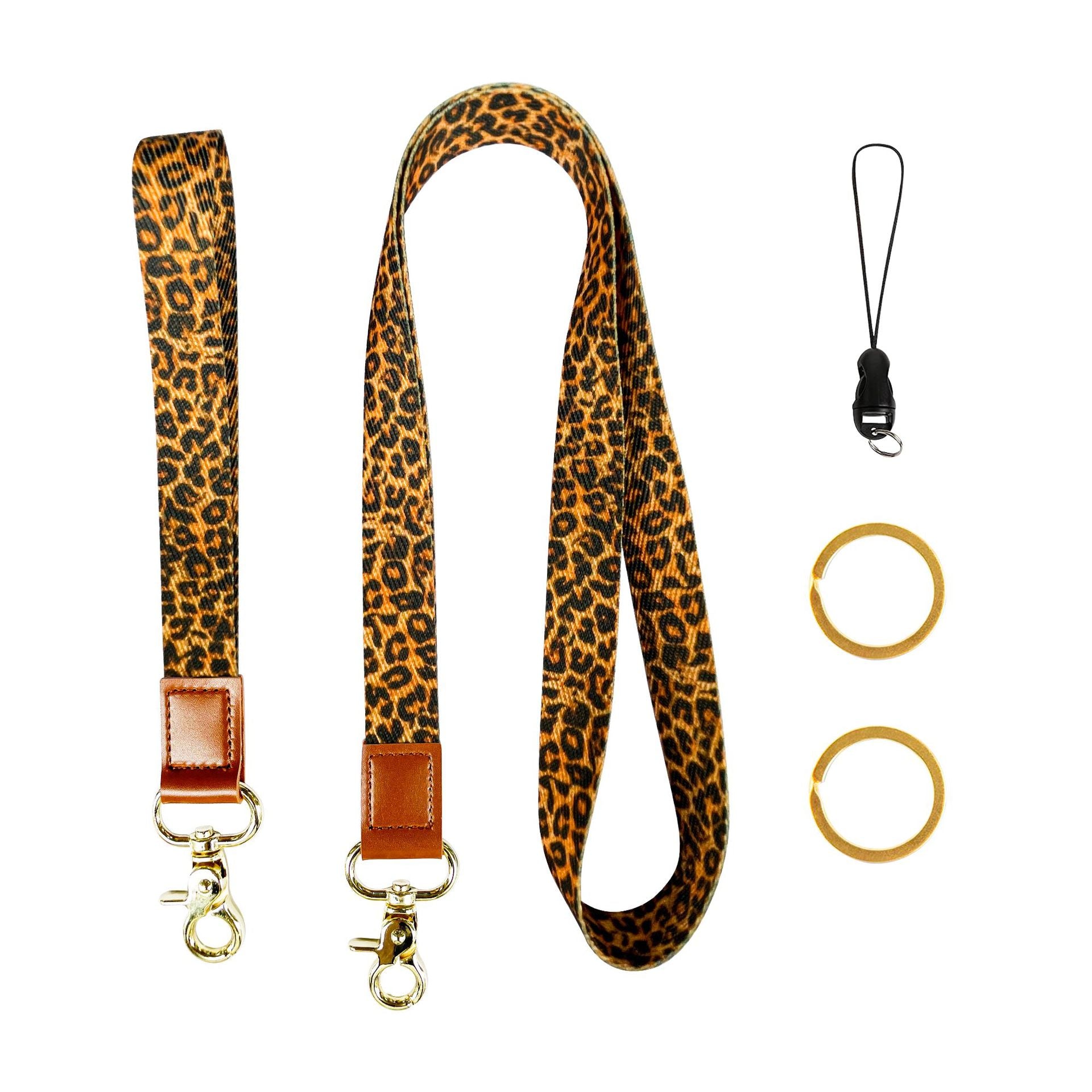 Wholesale Polyester Leopard Lanyard Keychain