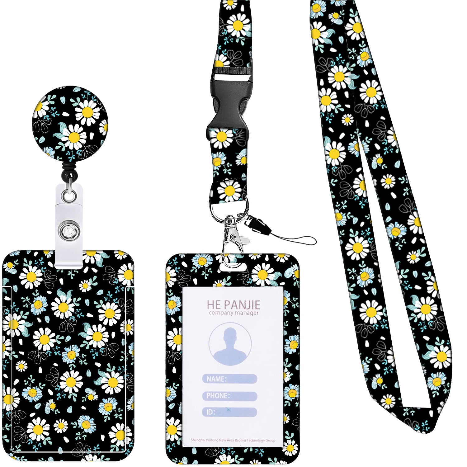 Wholesale Badge Reels Floral Cactus Leopard Starry Sky Butterfly Colorful Card Holder ABS Retractable Keychains