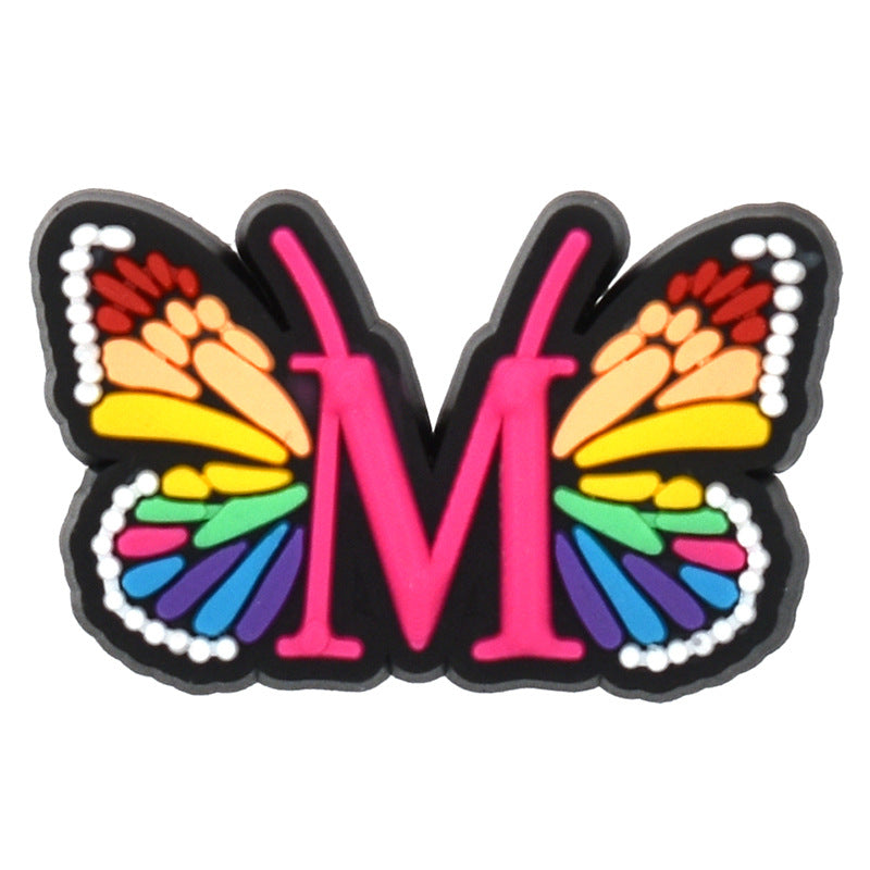 Al por mayor 100 PCS PVC Cartoon Butterfly Alphabet Diy Hebillas