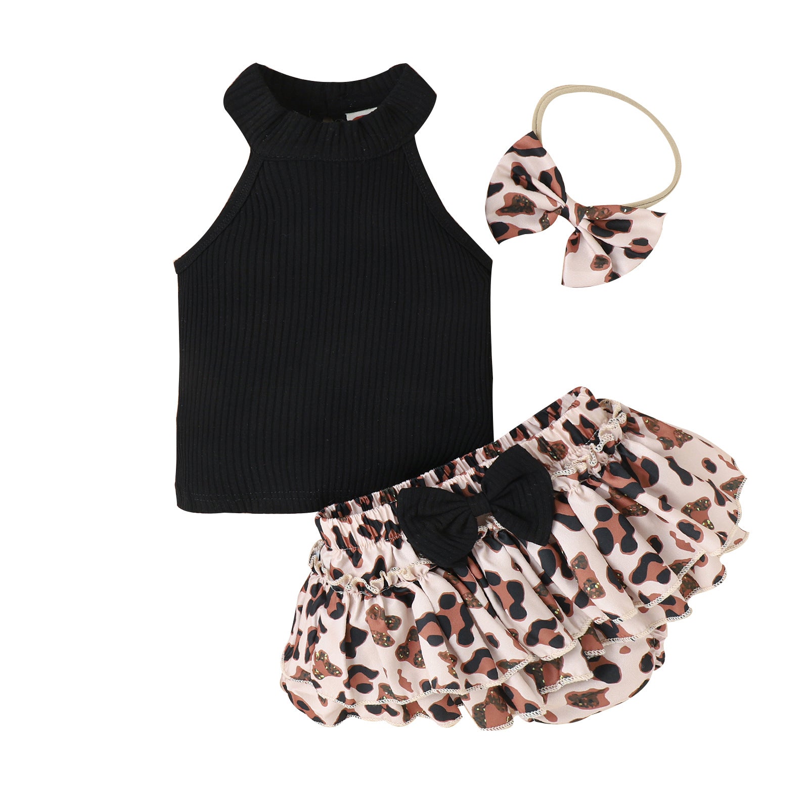 Conjunto de ropa de bebé de algodón con estampado de leopardo al por mayor