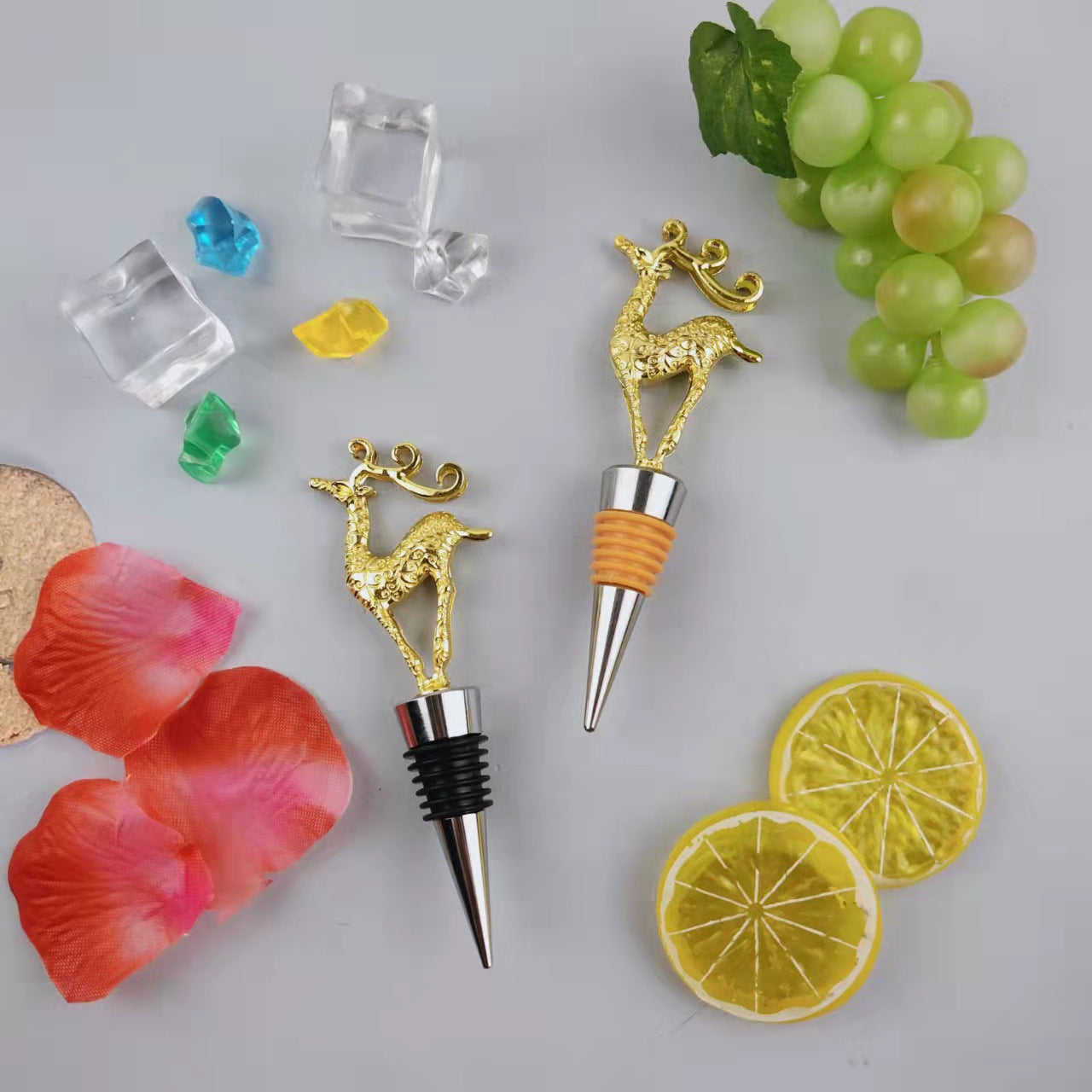 Wholesale DIY Golden Deer Household Zinc Alloy Red Wine Bottle Stoppers