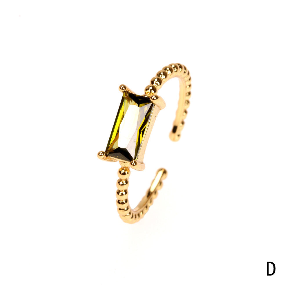 Wholesale Copper Plated Gold Inlaid Zircon Open Ring