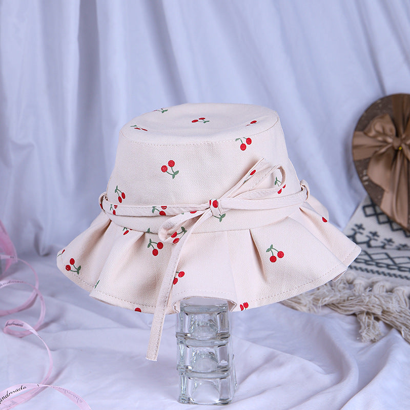 Sombrero de pescador para niños con volantes y lazo de algodón al por mayor