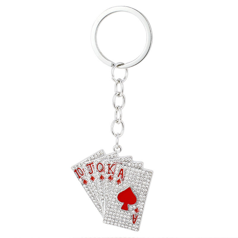 Wholesale Diamond Playing Card Metal Keychain