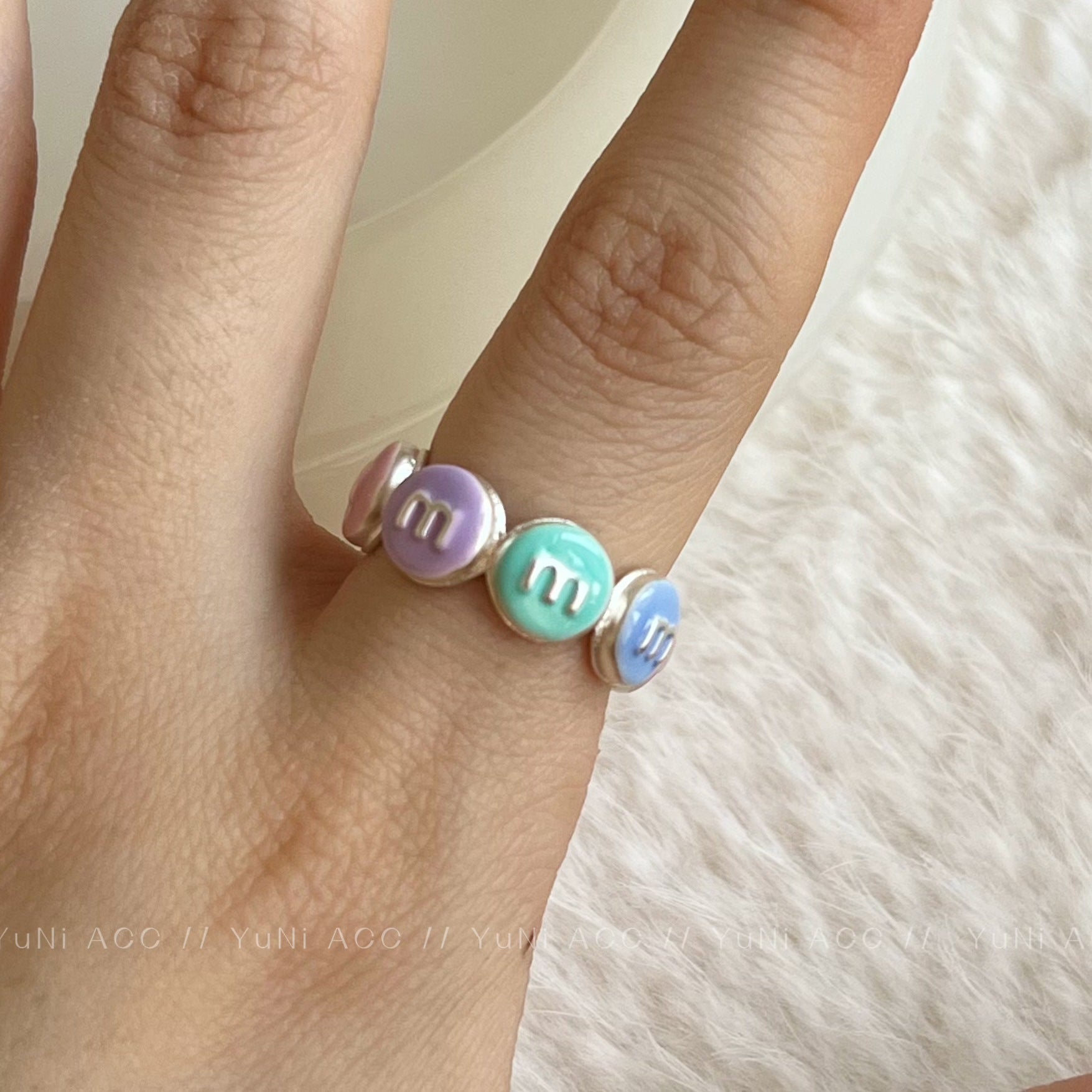 Wholesale Copper New Arrival M Bean Adjustable Colorful Ring