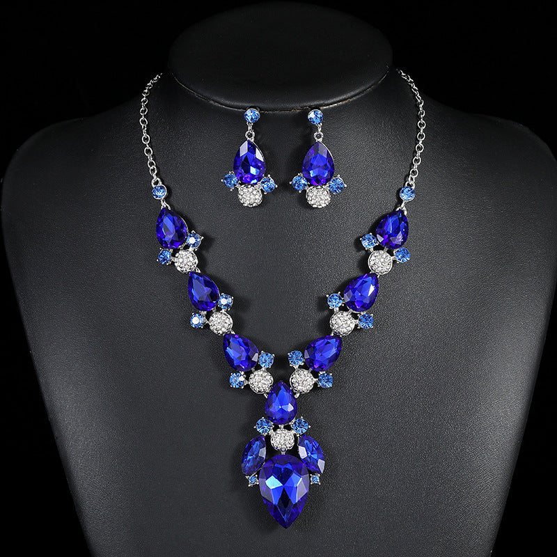 Wholesale Vintage Crystal Alloy Long Necklace Earring Set