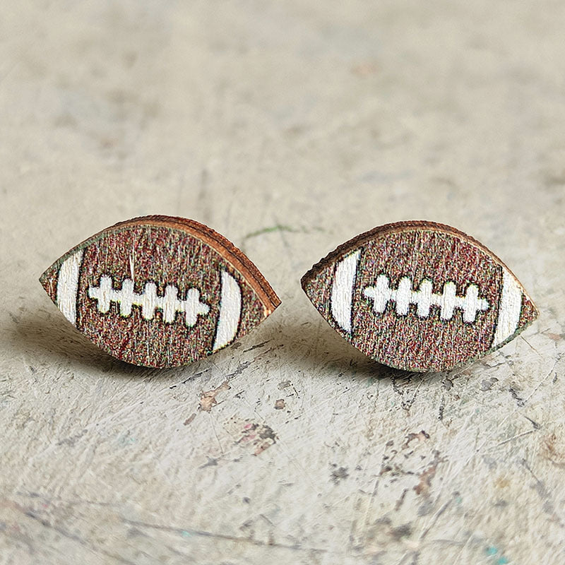 Wholesale 2 Pairs/Pack Event Sports Wood Earrings