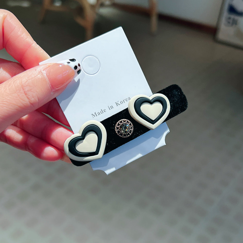 Wholesale Flocking Double Heart BB Hair Clips