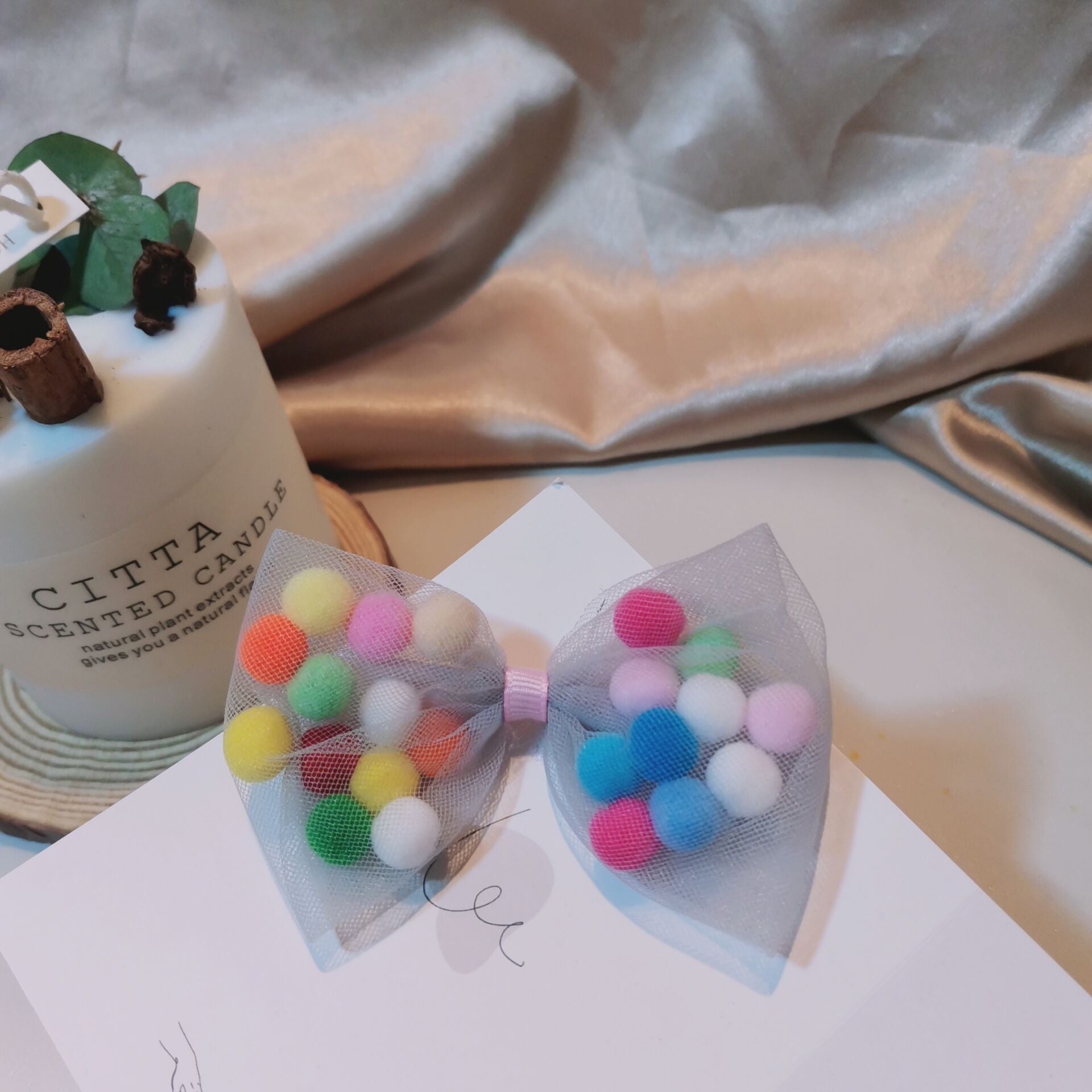 Wholesale 15PCS Colorful Mesh Bow Yarn Kids Hair Clips