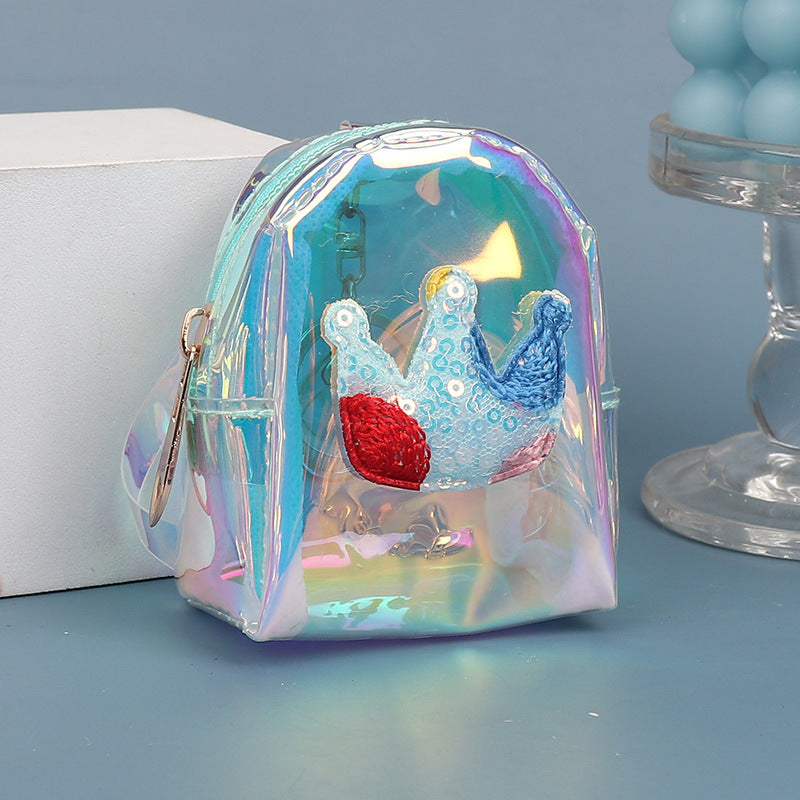 Purso de monedas de monedas de láser para niños transparentes de Crown Heart de Crown Heart