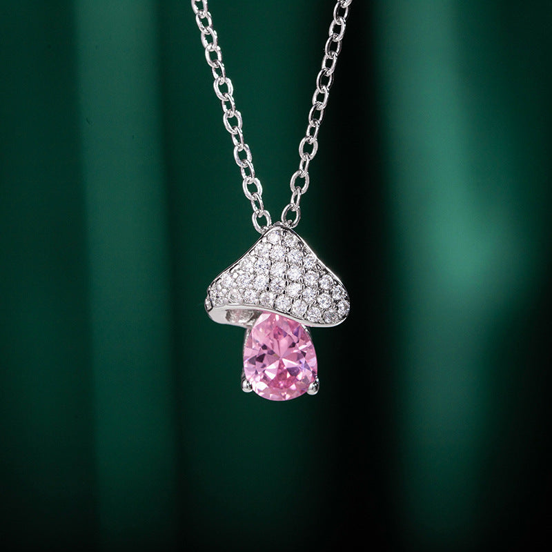 Wholesale Copper Mushroom Crystal Pendant Necklace