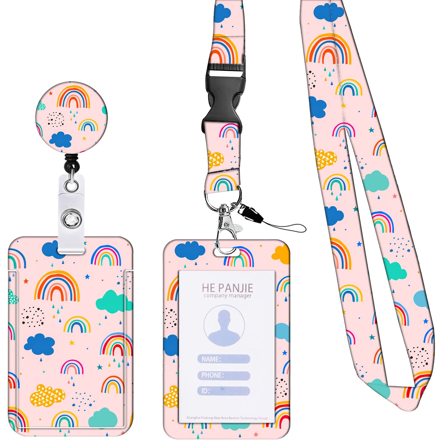 Wholesale Badge Reels ABS Rainbow Flower Butterfly Card Holder Retractable Keychain