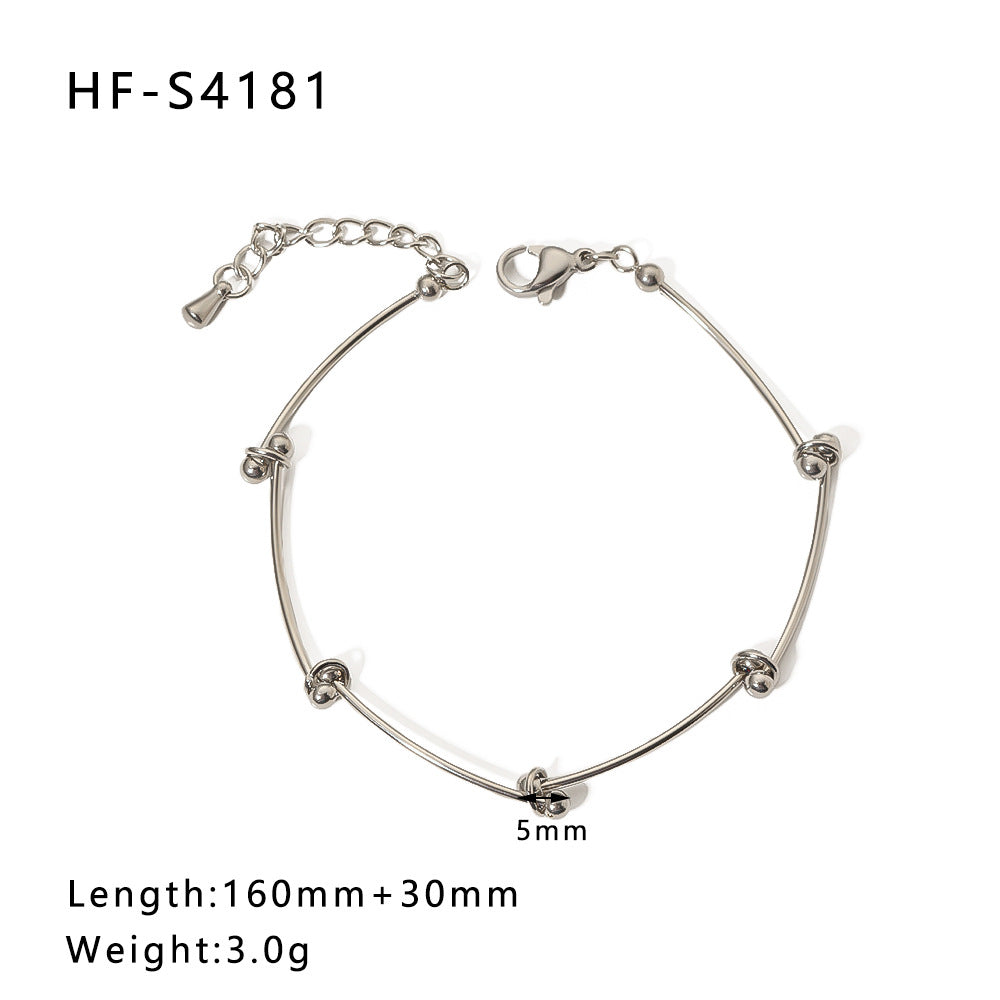 Wholesale Vintage Round Butterfly Natural Stone Zircon Pearl Stainless Steel Bracelet