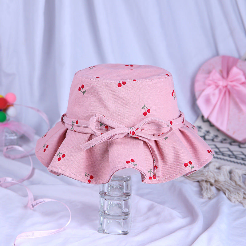 Sombrero de pescador para niños con volantes y lazo de algodón al por mayor