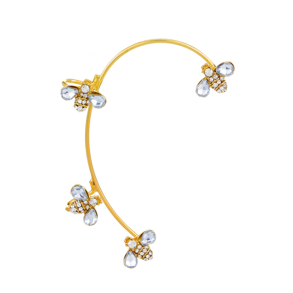 Venta al por mayor Pendientes de aleación de manguito de oreja de mariposa de diamante